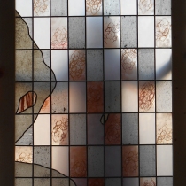 Pauline Le Goïc, Ôsage, おさげ, Portes shoji en vitrail, montées au plomb avec insertions de verres colorés et de papiers washi texturés